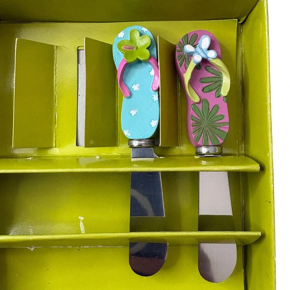Boston Warehouse Flip Flops Spreader Set of‎ 2 Stainless Steel Tropical 52910